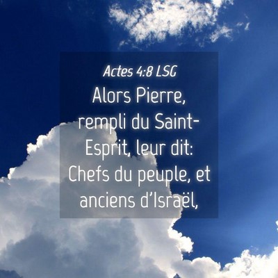 Picture 04 - Actes 4:8 LSG - Alors Pierre, rempli du Saint-Esprit, leur dit: - Bible Verse Picture