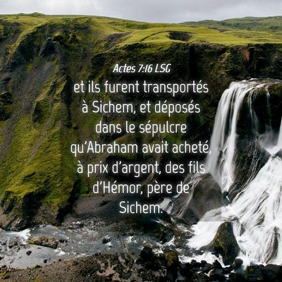 Picture 04 - Actes 7:16 LSG - et ils furent transportés à Sichem, et - Bible Verse Picture
