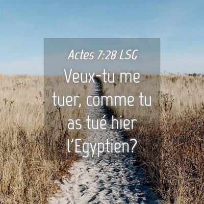 Picture 04 - Actes 7:28 LSG - Veux-tu me tuer, comme tu as tué hier - Bible Verse Picture
