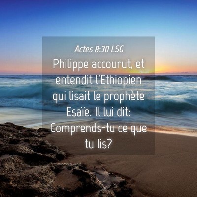 Picture 04 - Actes 8:30 LSG - Philippe accourut, et entendit l'Ethiopien qui - Bible Verse Picture