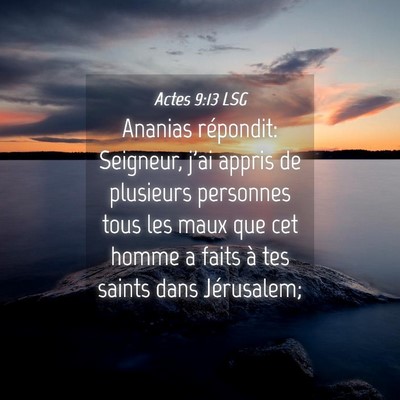 Picture 04 - Actes 9:13 LSG - Ananias répondit: Seigneur, j'ai appris de - Bible Verse Picture