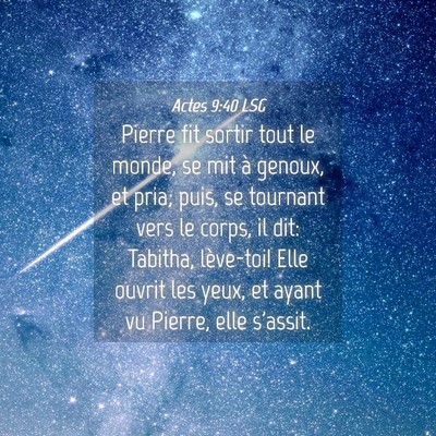 Picture 04 - Actes 9:40 LSG - Pierre fit sortir tout le monde, se mit à - Bible Verse Picture