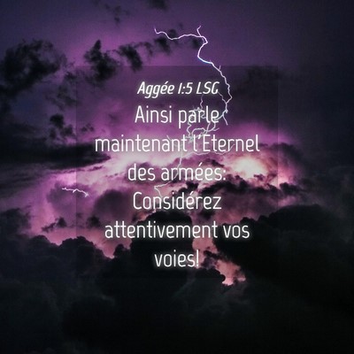 Picture 04 - Aggée 1:5 LSG - Ainsi parle maintenant l'Eternel des armées: - Bible Verse Picture