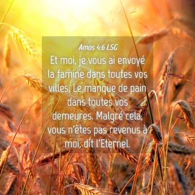 Picture 04 - Amos 4:6 LSG - Et moi, je vous ai envoyé la famine dans toutes - Bible Verse Picture