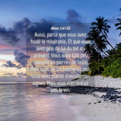Picture 04 - Amos 5:11 LSG - Aussi, parce que vous avez foulé le misérable, - Bible Verse Picture