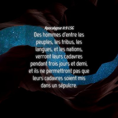Picture 04 - Apocalypse 11:9 LSG - Des hommes d'entre les peuples, les tribus, les - Bible Verse Picture