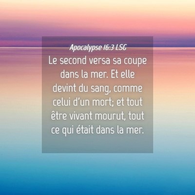 Picture 04 - Apocalypse 16:3 LSG - Le second versa sa coupe dans la mer. Et elle - Bible Verse Picture