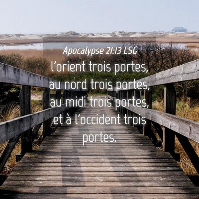 Picture 04 - Apocalypse 21:13 LSG - l'orient trois portes, au nord trois portes, au - Bible Verse Picture