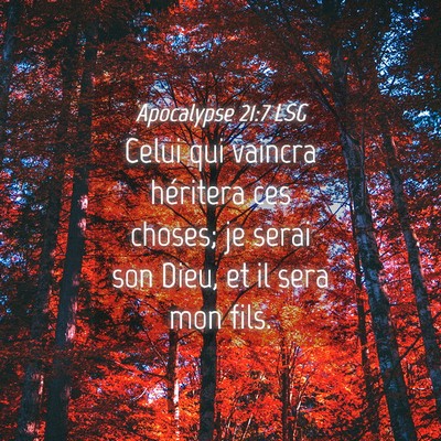 Picture 04 - Apocalypse 21:7 LSG - Celui qui vaincra héritera ces choses; je serai - Bible Verse Picture