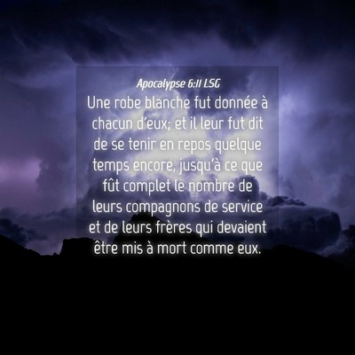 Picture 04 - Apocalypse 6:11 LSG - Une robe blanche fut donnée à chacun d'eux; et - Bible Verse Picture