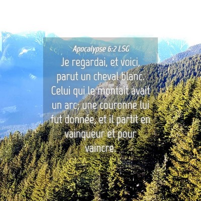 Picture 04 - Apocalypse 6:2 LSG - Je regardai, et voici, parut un cheval blanc. - Bible Verse Picture