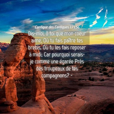 Picture 04 - Cantique des Cantiques 1:7 LSG - Dis-moi, ô toi que mon coeur aime, Où tu fais - Bible Verse Picture