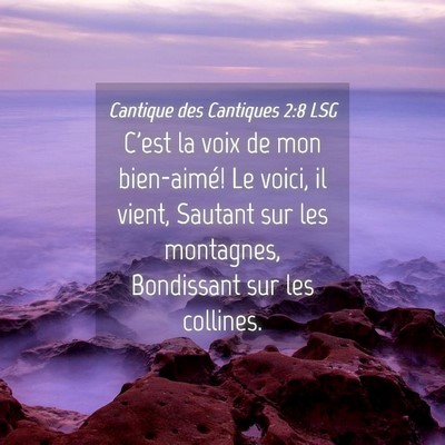 Picture 04 - Cantique des Cantiques 2:8 LSG - C'est la voix de mon bien-aimé! Le voici, il - Bible Verse Picture