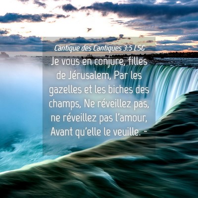 Picture 04 - Cantique des Cantiques 3:5 LSG - Je vous en conjure, filles de Jérusalem, Par les - Bible Verse Picture