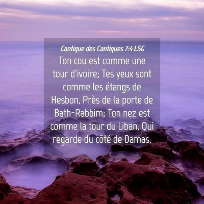 Picture 04 - Cantique des Cantiques 7:4 LSG - Ton cou est comme une tour d'ivoire; Tes yeux - Bible Verse Picture