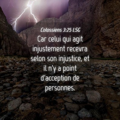 Picture 04 - Colossiens 3:25 LSG - Car celui qui agit injustement recevra selon son - Bible Verse Picture