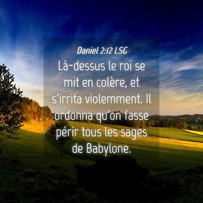 Picture 04 - Daniel 2:12 LSG - Là-dessus le roi se mit en colère, et s'irrita - Bible Verse Picture