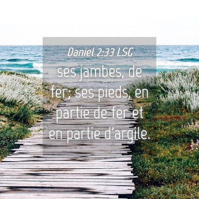 Picture 04 - Daniel 2:33 LSG - ses jambes, de fer; ses pieds, en partie de fer - Bible Verse Picture