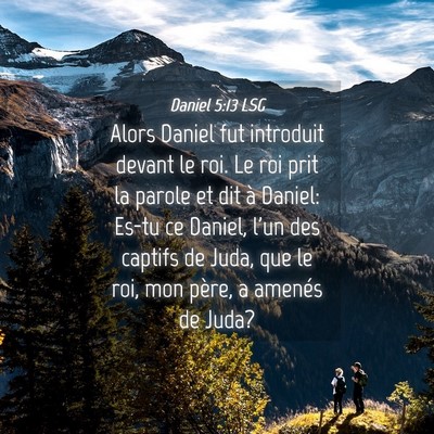 Picture 04 - Daniel 5:13 LSG - Alors Daniel fut introduit devant le roi. Le roi - Bible Verse Picture