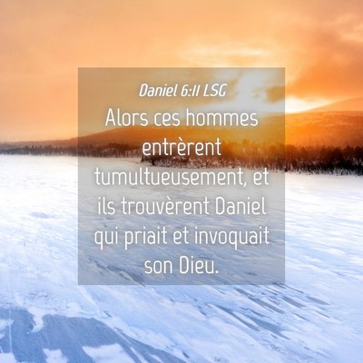 Picture 04 - Daniel 6:11 LSG - Alors ces hommes entrèrent tumultueusement, et - Bible Verse Picture