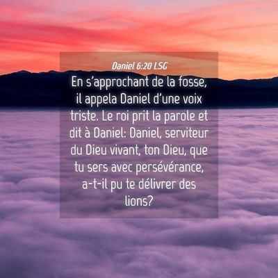 Picture 04 - Daniel 6:20 LSG - En s'approchant de la fosse, il appela Daniel - Bible Verse Picture