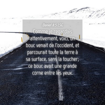 Picture 04 - Daniel 8:5 LSG - Comme je regardais attentivement, voici, un bouc - Bible Verse Picture