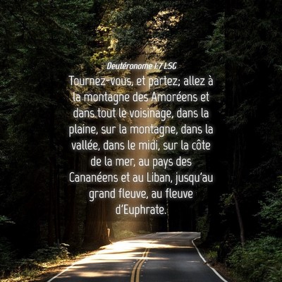 Picture 04 - Deutéronome 1:7 LSG - Tournez-vous, et partez; allez à la montagne des - Bible Verse Picture