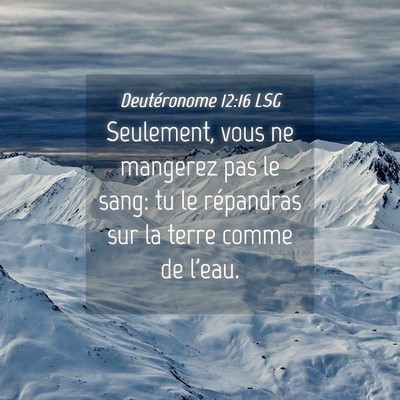 Picture 04 - Deutéronome 12:16 LSG - Seulement, vous ne mangerez pas le sang: tu le - Bible Verse Picture