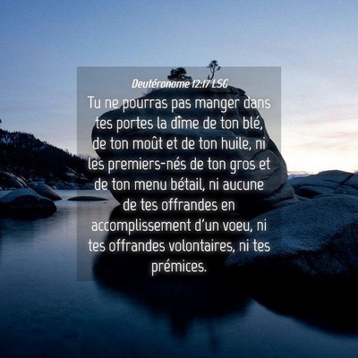 Picture 04 - Deutéronome 12:17 LSG - Tu ne pourras pas manger dans tes portes la dîme - Bible Verse Picture