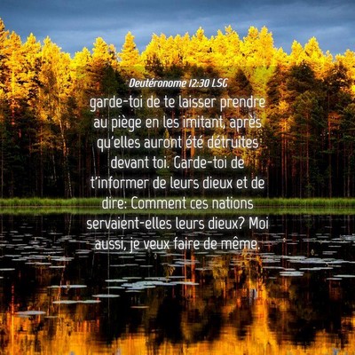 Picture 04 - Deutéronome 12:30 LSG - garde-toi de te laisser prendre au piège en les - Bible Verse Picture