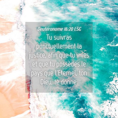 Picture 04 - Deutéronome 16:20 LSG - Tu suivras ponctuellement la justice, afin que tu - Bible Verse Picture