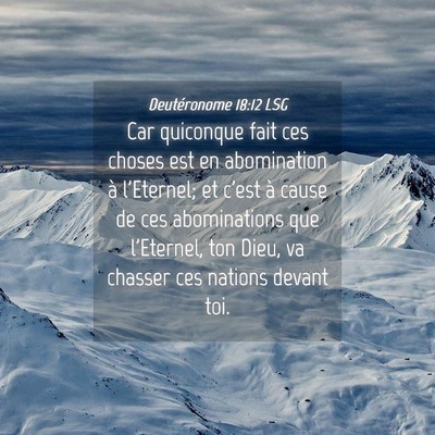 Picture 04 - Deutéronome 18:12 LSG - Car quiconque fait ces choses est en abomination - Bible Verse Picture
