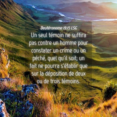 Picture 04 - Deutéronome 19:15 LSG - Un seul témoin ne suffira pas contre un homme - Bible Verse Picture