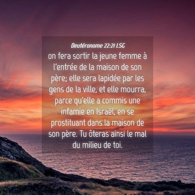 Picture 04 - Deutéronome 22:21 LSG - on fera sortir la jeune femme à l'entrée de la - Bible Verse Picture