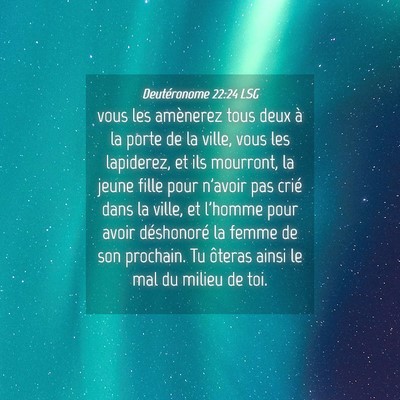 Picture 04 - Deutéronome 22:24 LSG - vous les amènerez tous deux à la porte de la - Bible Verse Picture
