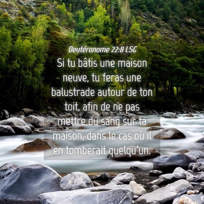Picture 04 - Deutéronome 22:8 LSG - Si tu bâtis une maison neuve, tu feras une - Bible Verse Picture