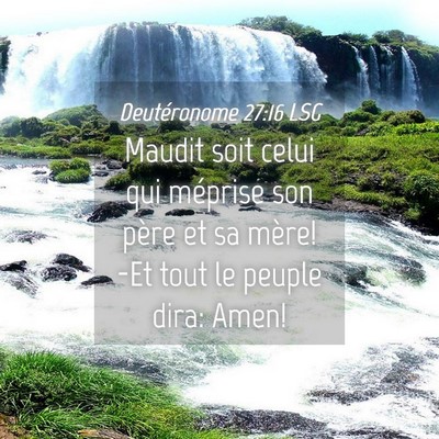 Picture 04 - Deutéronome 27:16 LSG - Maudit soit celui qui méprise son père et sa - Bible Verse Picture