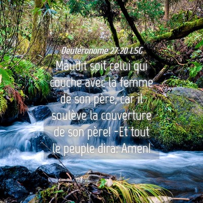 Picture 04 - Deutéronome 27:20 LSG - Maudit soit celui qui couche avec la femme de son - Bible Verse Picture