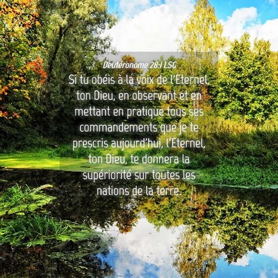 Picture 04 - Deutéronome 28:1 LSG - Si tu obéis à la voix de l'Eternel, ton Dieu, - Bible Verse Picture