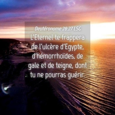 Picture 04 - Deutéronome 28:27 LSG - L'Eternel te frappera de l'ulcère d'Egypte, - Bible Verse Picture