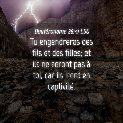 Picture 04 - Deutéronome 28:41 LSG - Tu engendreras des fils et des filles; et ils ne - Bible Verse Picture