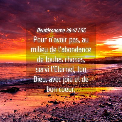 Picture 04 - Deutéronome 28:47 LSG - Pour n'avoir pas, au milieu de l'abondance de - Bible Verse Picture