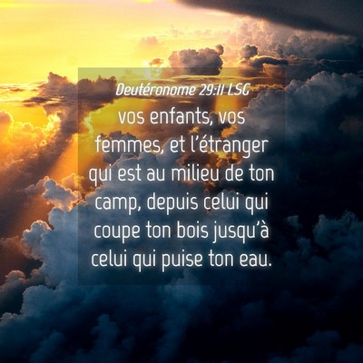 Picture 04 - Deutéronome 29:11 LSG - vos enfants, vos femmes, et l'étranger qui est - Bible Verse Picture
