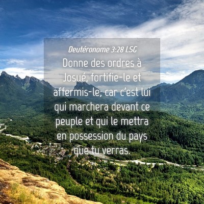 Picture 04 - Deutéronome 3:28 LSG - Donne des ordres à Josué, fortifie-le et - Bible Verse Picture