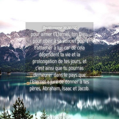 Picture 04 - Deutéronome 30:20 LSG - pour aimer l'Eternel, ton Dieu, pour obéir à sa - Bible Verse Picture