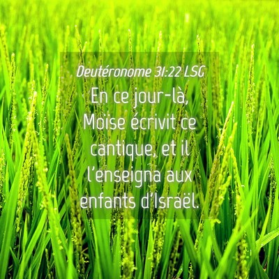 Picture 04 - Deutéronome 31:22 LSG - En ce jour-là, Moïse écrivit ce cantique, et - Bible Verse Picture