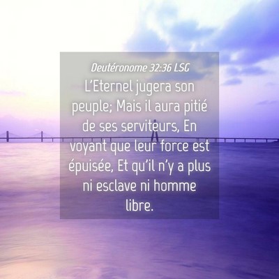 Picture 04 - Deutéronome 32:36 LSG - L'Eternel jugera son peuple; Mais il aura pitié - Bible Verse Picture