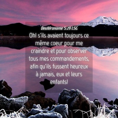 Picture 04 - Deutéronome 5:29 LSG - Oh! s'ils avaient toujours ce même coeur pour me - Bible Verse Picture