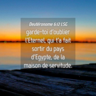 Picture 04 - Deutéronome 6:12 LSG - garde-toi d'oublier l'Eternel, qui t'a fait - Bible Verse Picture
