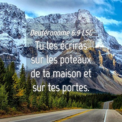 Picture 04 - Deutéronome 6:9 LSG - Tu les écriras sur les poteaux de ta maison et - Bible Verse Picture